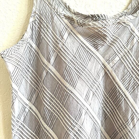 Robin Kaplan Silk Cotton Blend Textured Lagenlook Raw Hem Bias Cut Tank Top Sz 2 - Picture 4 of 9